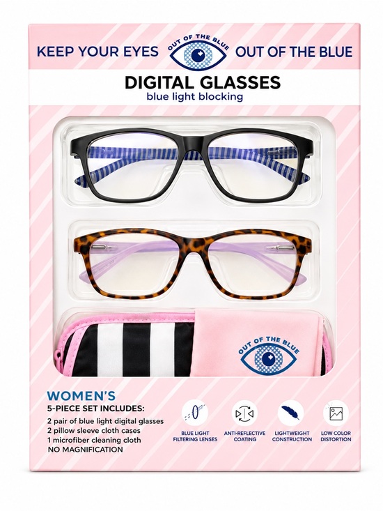 Accessories - Women’s Blue Light Blocking Glasses Set - Black & Tortoiseshell